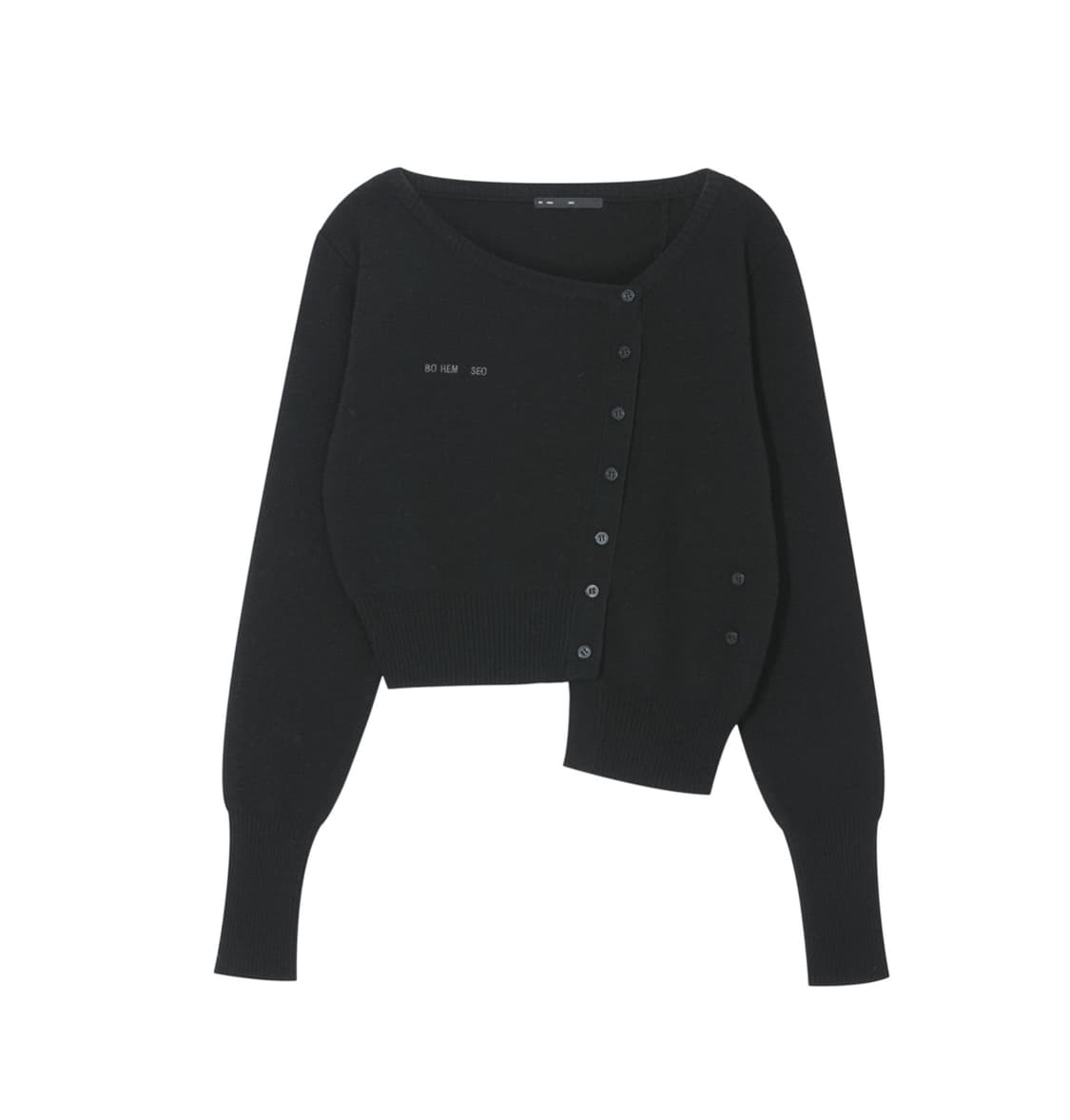 UNBALANCED KNIT CARDIGAN, BLACK 보헤미안서울 상품이미지2