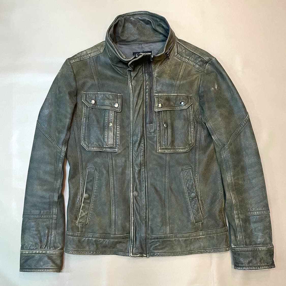 게스) 빈티지워싱 브라운 양가죽 사파리자켓(L) 상품이미지1