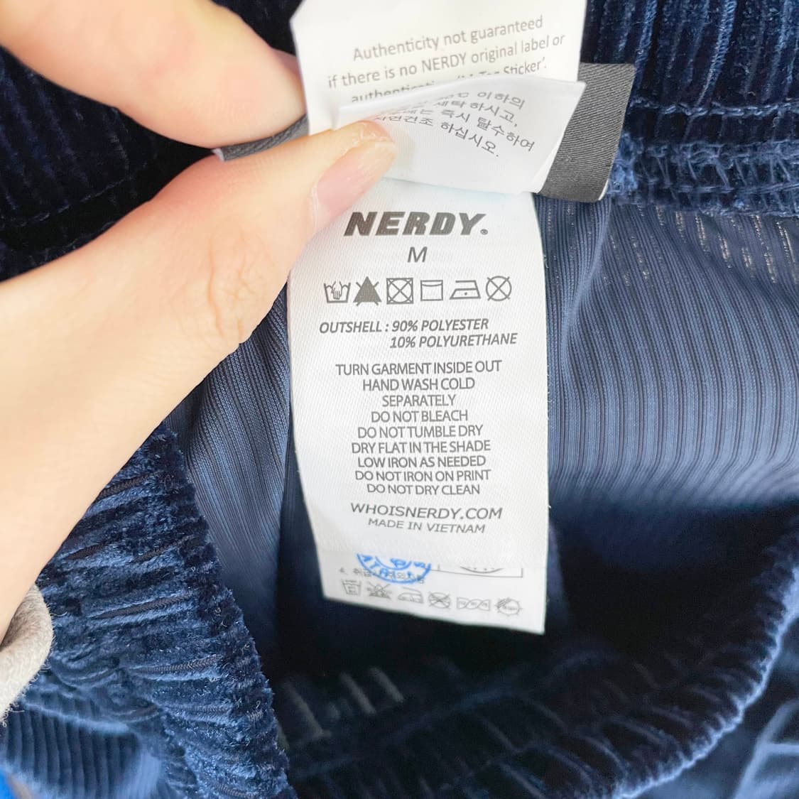 F1 널디(NERDY) 코듀로이 벨벳 트랙 팬츠 네이비 M사이즈 상품이미지5