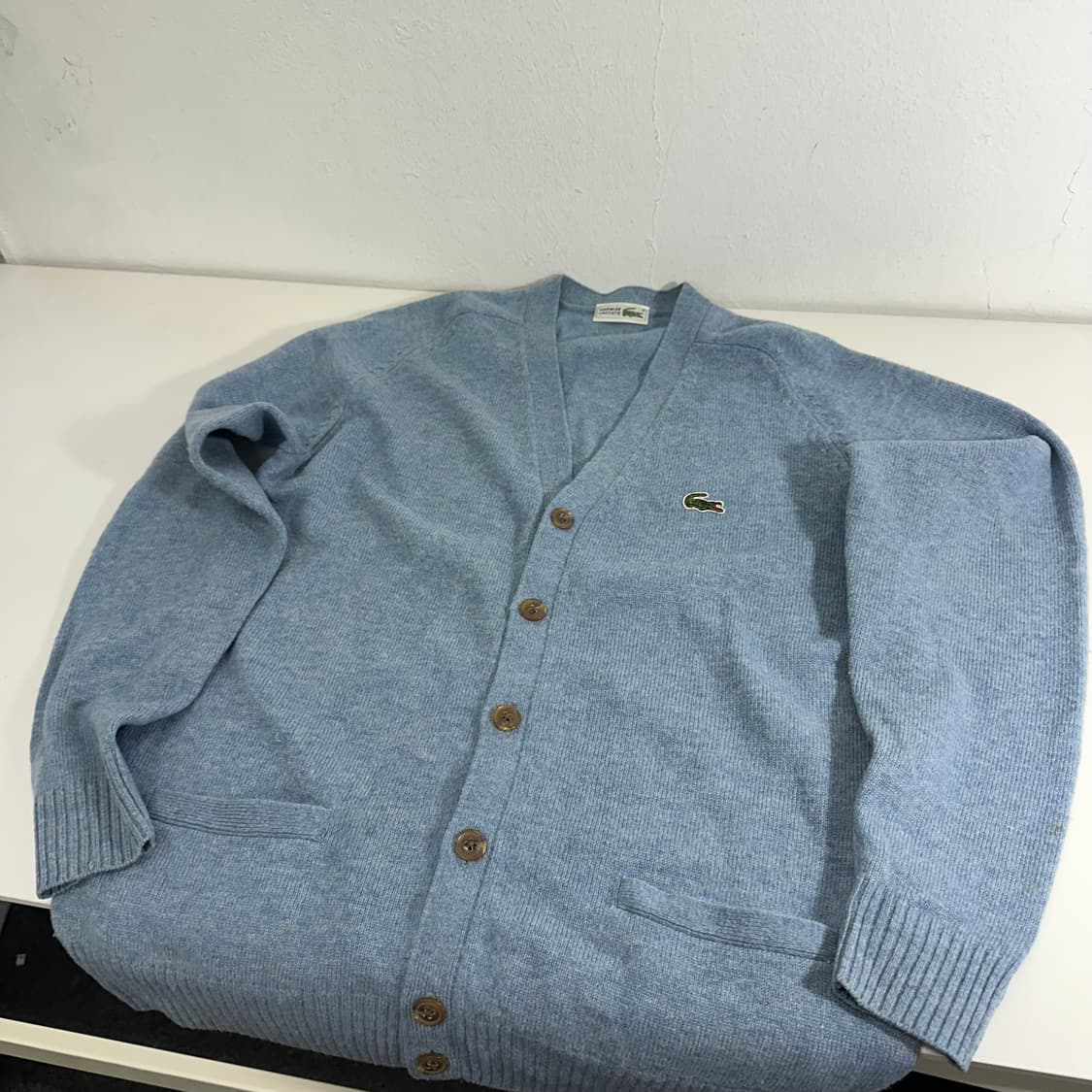 M 95-100 라코스테 스카이블루 울100% 울가디건 상품이미지5