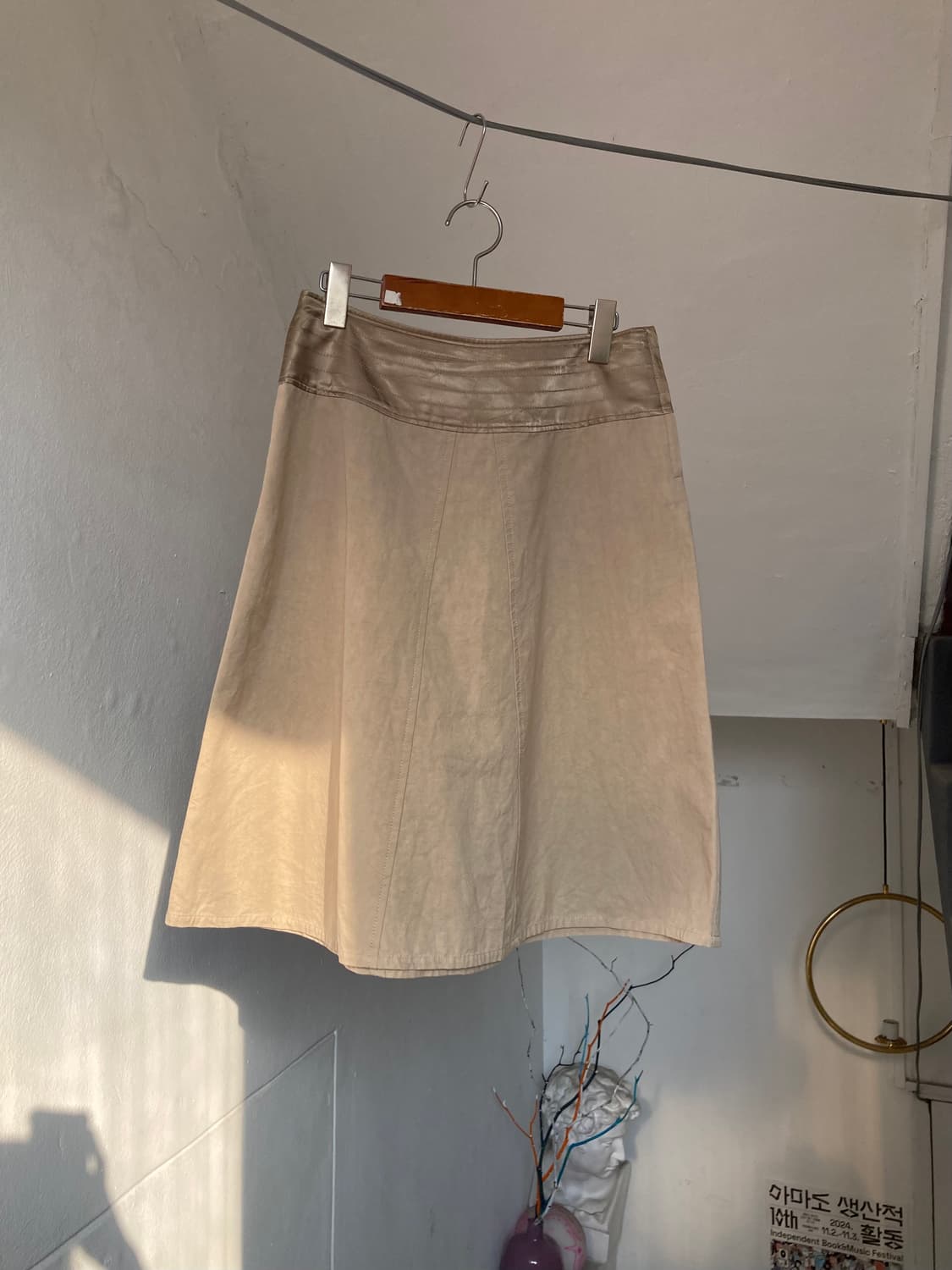 에스닉 베이지 A라인 스커트 상품이미지2