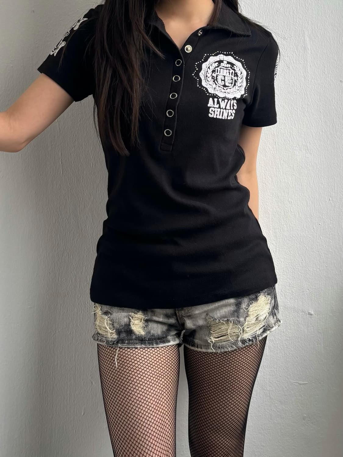Vintage Graphic Black Polo Shirt 상품이미지8