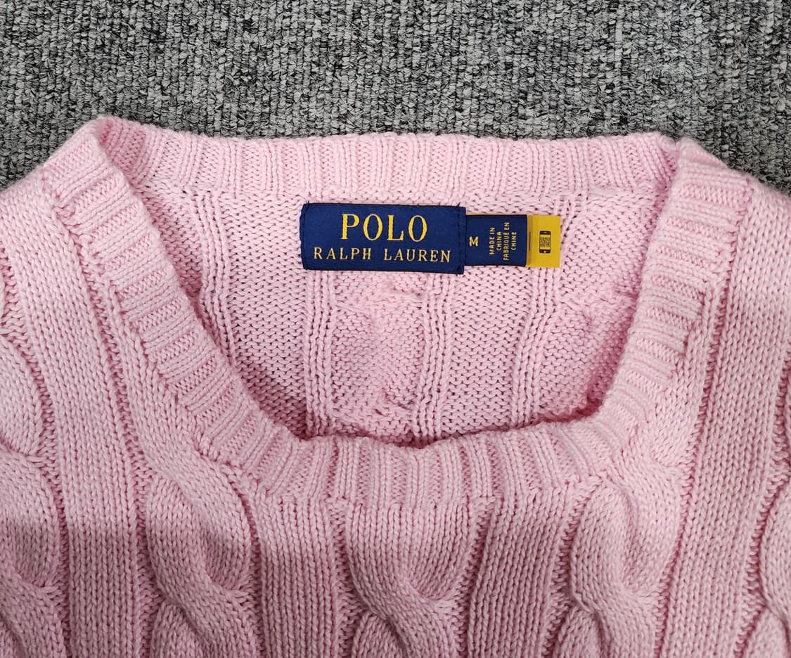 폴로 랄프로렌 케이블 꽈배기 신형택 니트 스웨터 핑크 M 상품이미지4