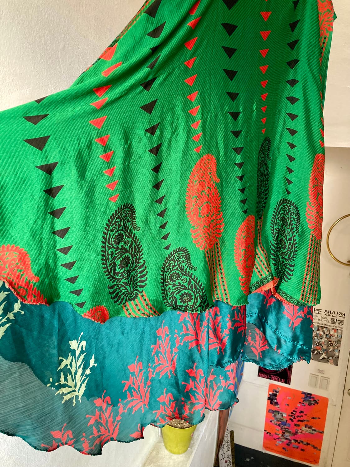 실크 프릴 레이어드 랩 스커트 상품이미지5