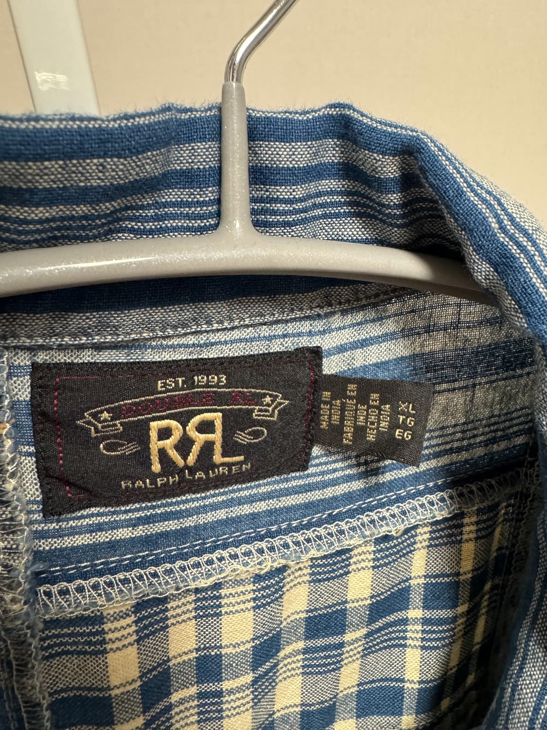 [RRL] 인디고 패치 워크 캠프 셔츠 (XL) 상품이미지4