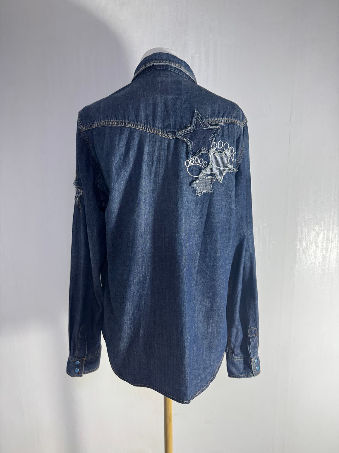 빈티지 터키석 패치워크 데님 웨스턴 셔츠 상품이미지3