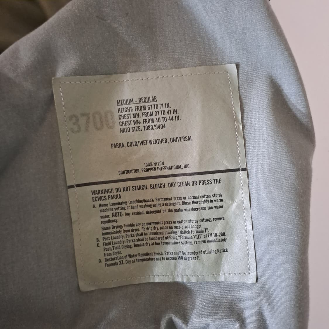 (새상품급) 미군 오리지널 ACU 고어텍스 미듐레귤러 B533 상품이미지9