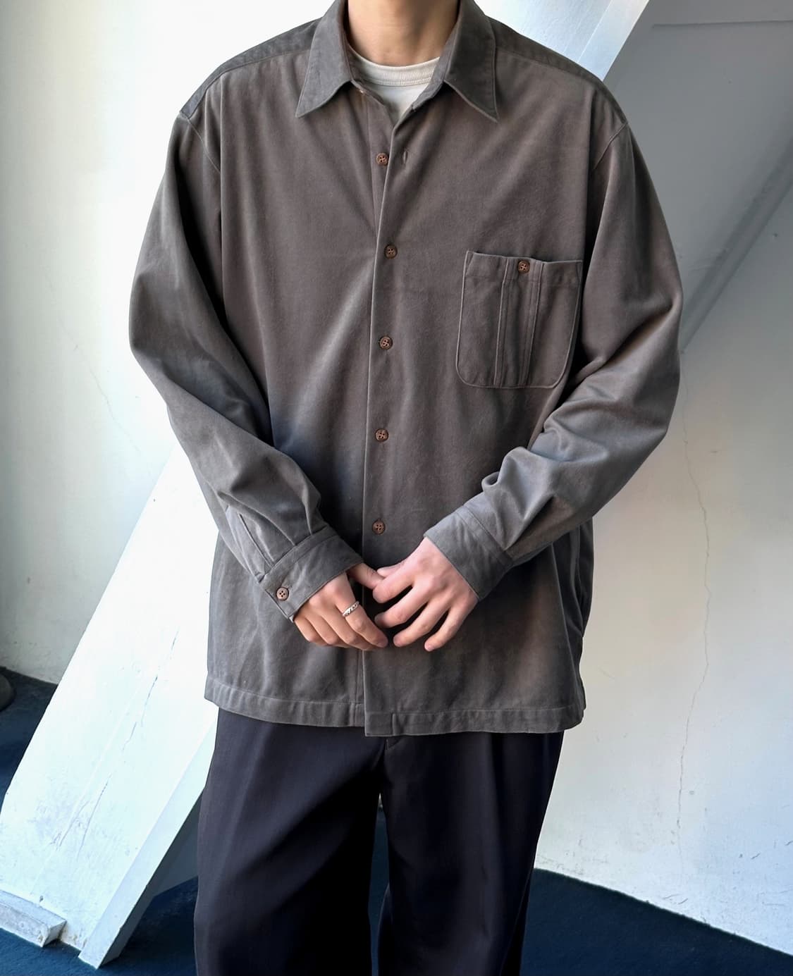 Velour touch fleece wide shirt 상품이미지8