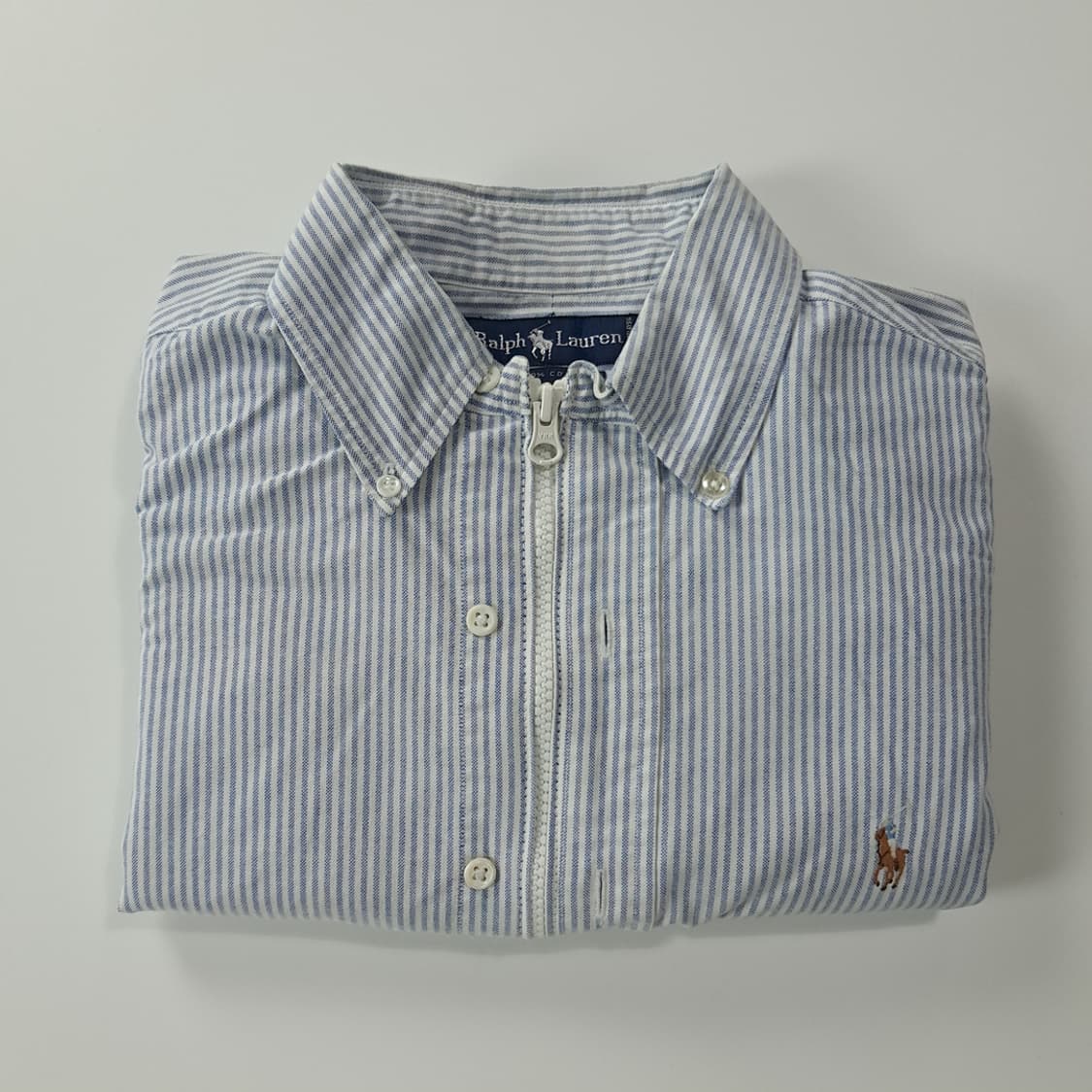 CK405 FREE 폴로 90s 클래식블루 스트라이프 긴팔 크롭 집업  상품이미지6