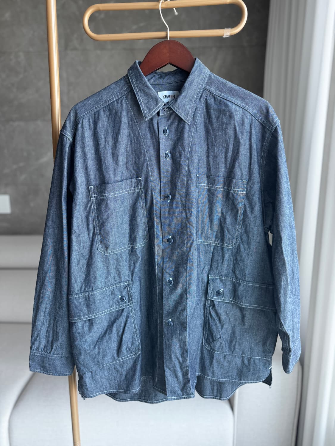KEIMEN 워크웨어 샴브레이 셔켓  M 상품이미지2