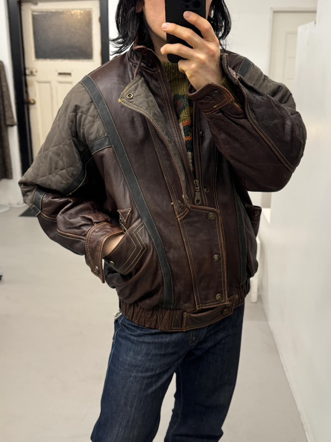 VIA NUOVA PELLE 레더 블루종 상품이미지2