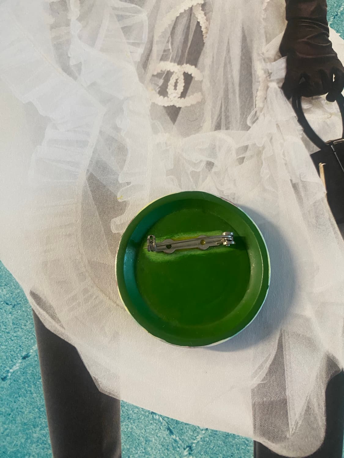 빈티지 브로치 에메랄드 그린톤 마블 도자기 상품이미지3