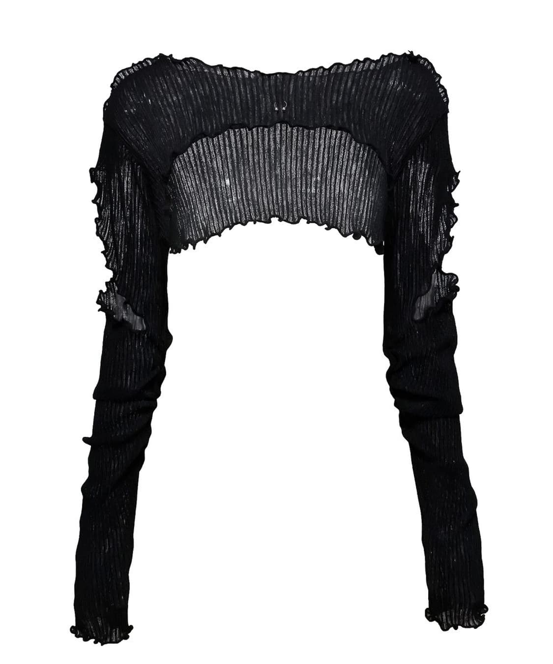 메조쿤스트 컷아웃 링클 크롭 탑 블랙 레이어드 볼레로 상품이미지1