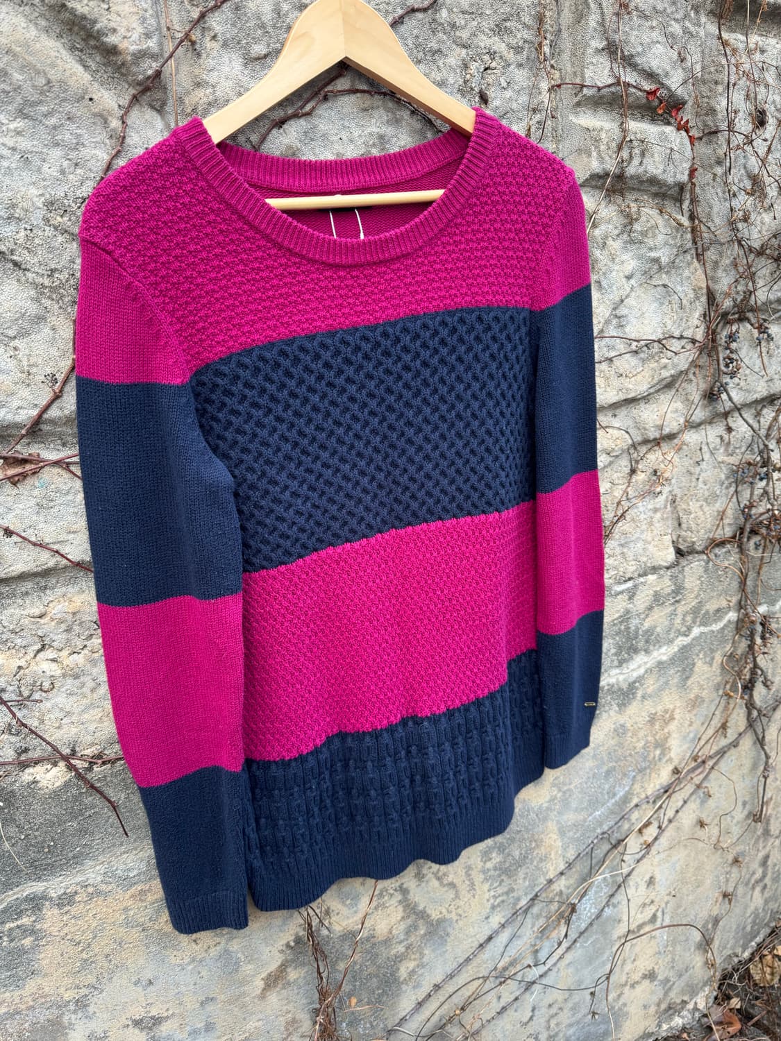 타미힐피거 빈티지 스트라이프 꽈배기 니트 m 상품이미지3