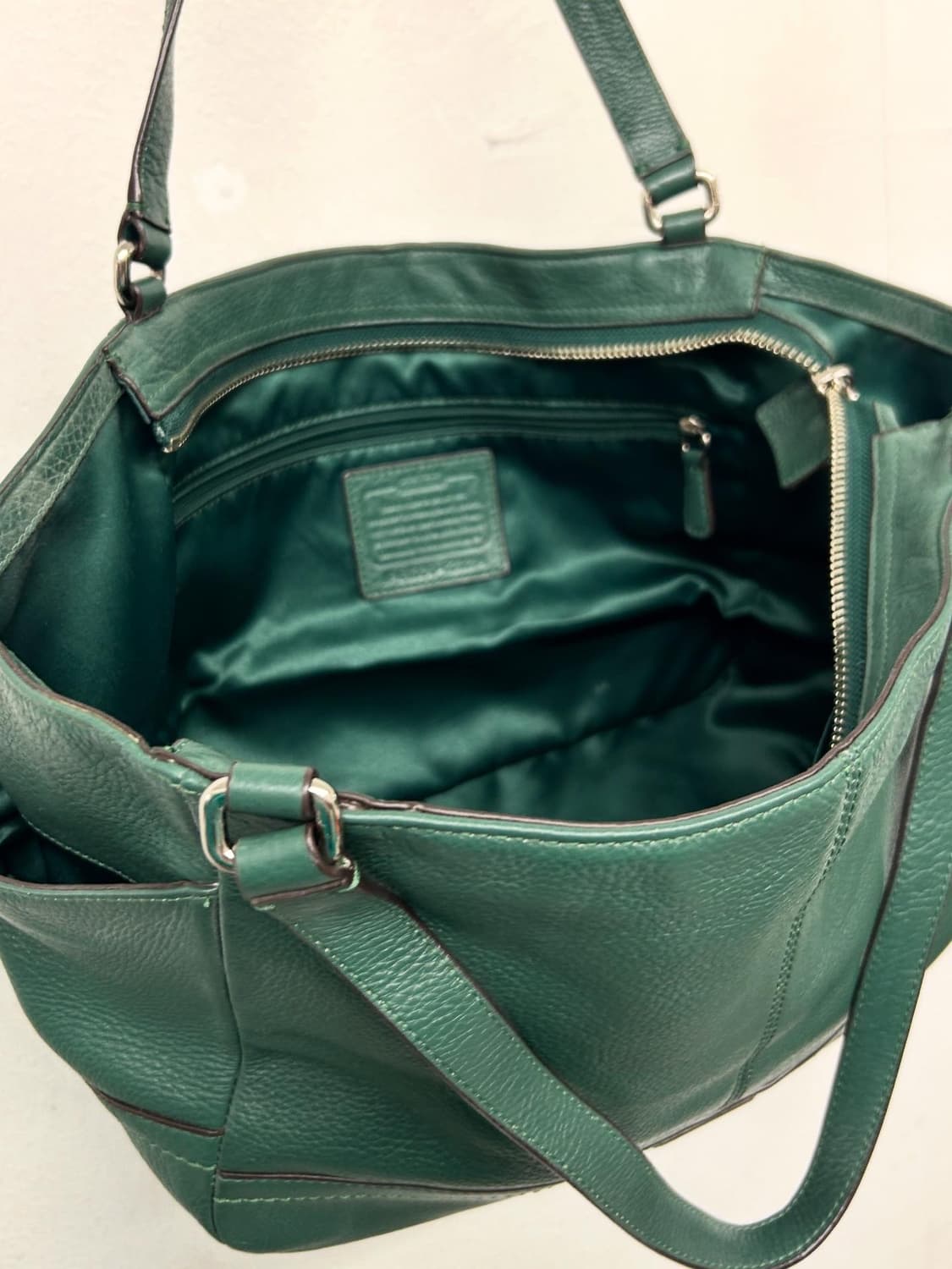 코치 가죽 토트백 숄더백 그린색 상품이미지6