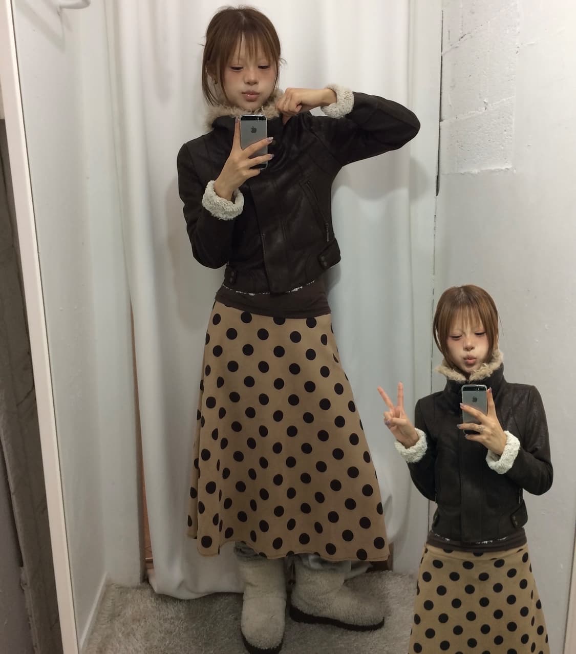 ➰브라운 도트 코디➰ 상품이미지1