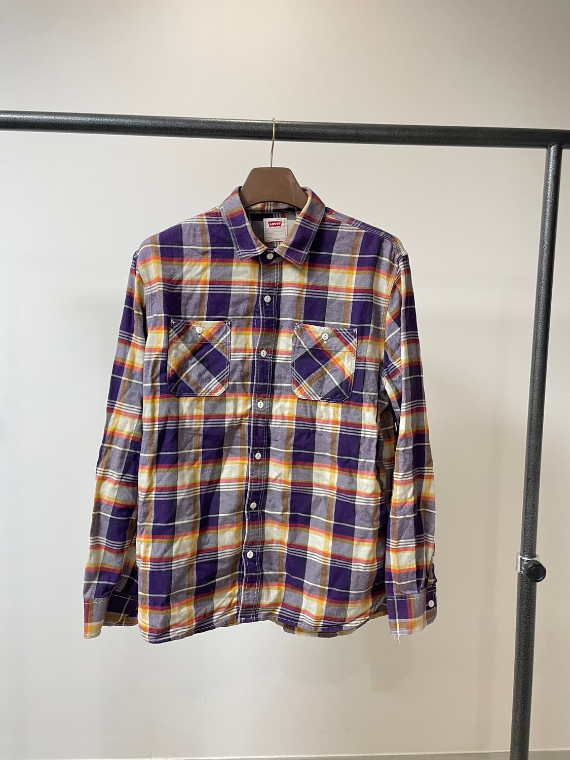 (L) Levis 리바이스 화이트탭 퍼플 체크 투포켓 셔츠 상품이미지1