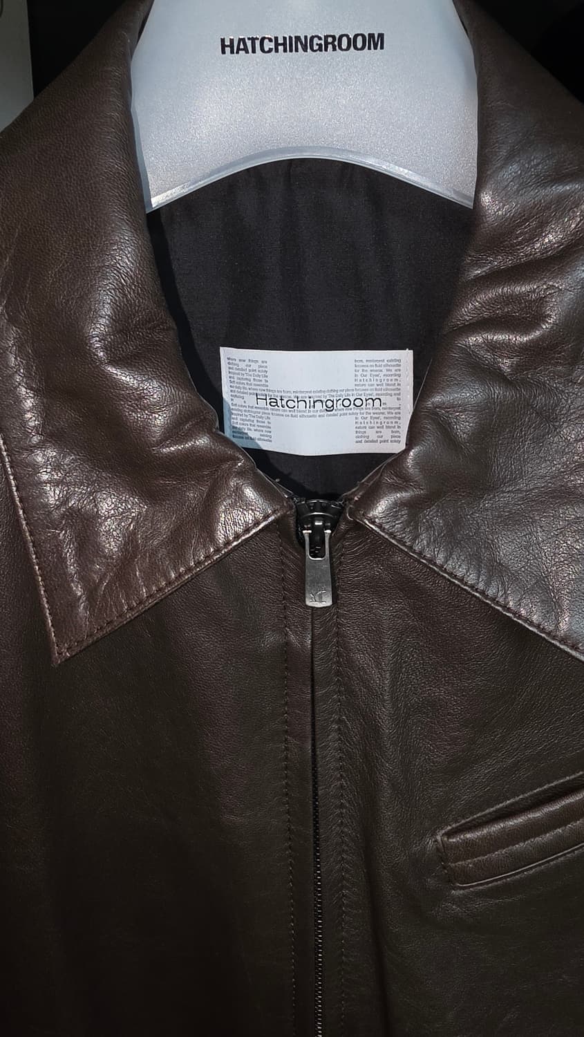 해칭룸 스티치 레더 자켓 다크 브라운 상품이미지3