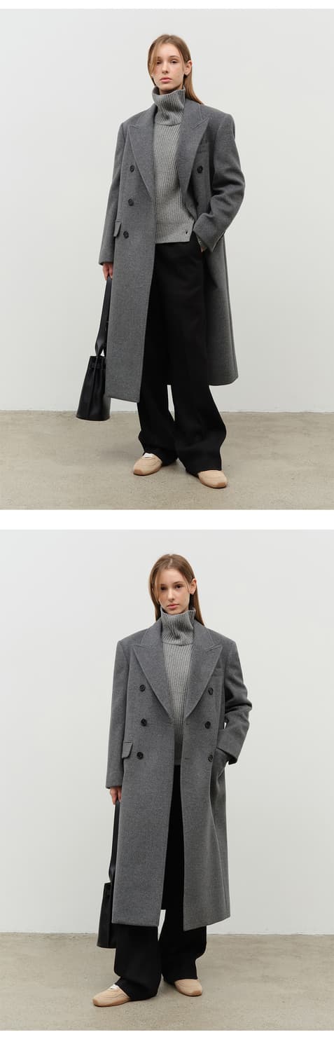 던스트 유니섹스 테일러드 더블 브레스티드 울 코트 멜란지그레이 xs 상품이미지3