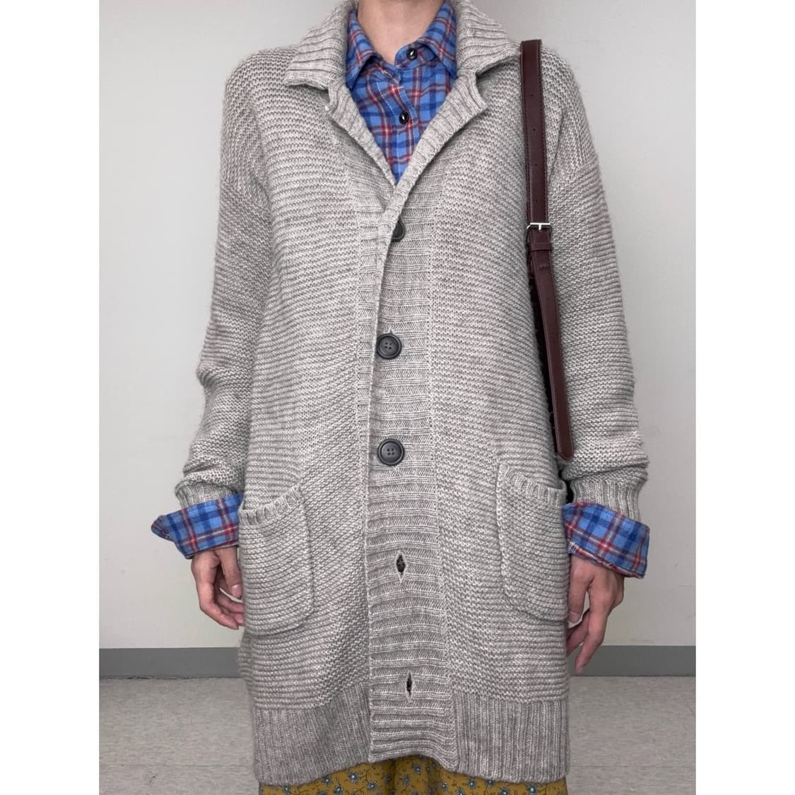 빈티지 베이지 그레이 울  가디건 상품이미지1