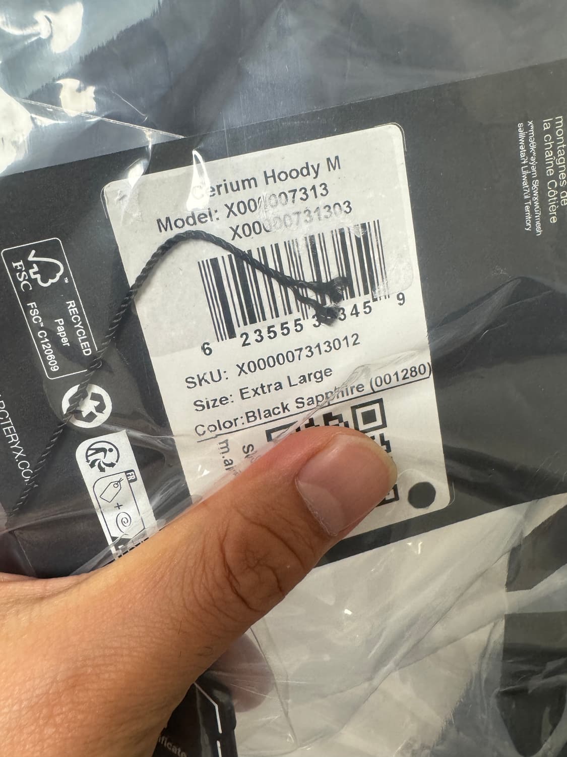 [XL] 아크테릭스 세륨 후디 블랙사파이어 상품이미지5