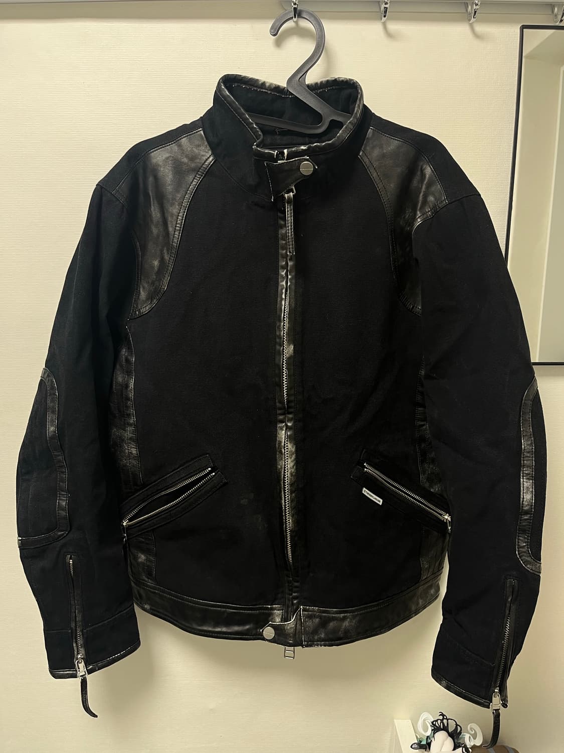 THEVINYLHOUSE 배색 레더 자켓 S 상품이미지1