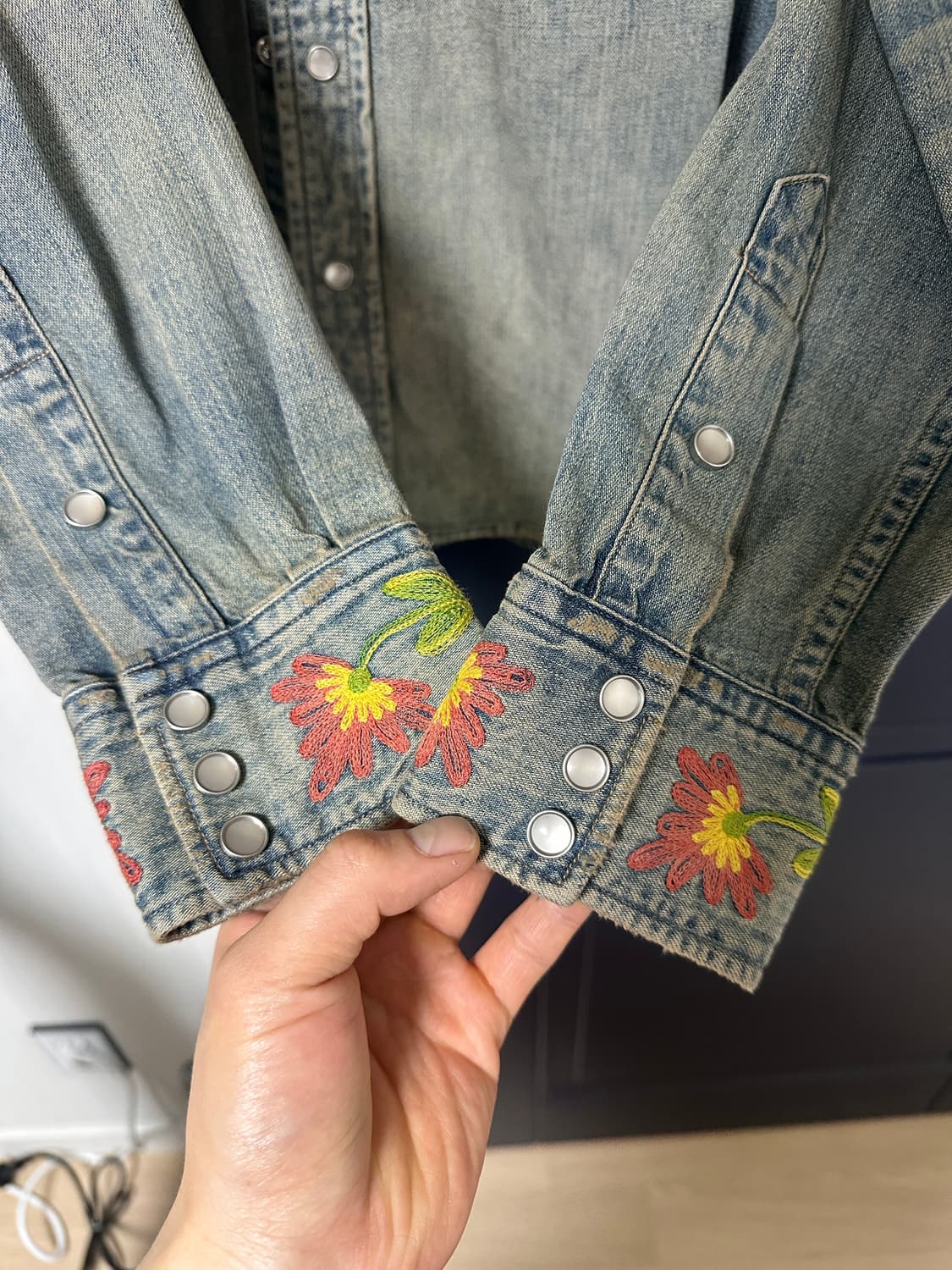 RRL 임브로이드 웨스턴 데님 셔츠 M 상품이미지5