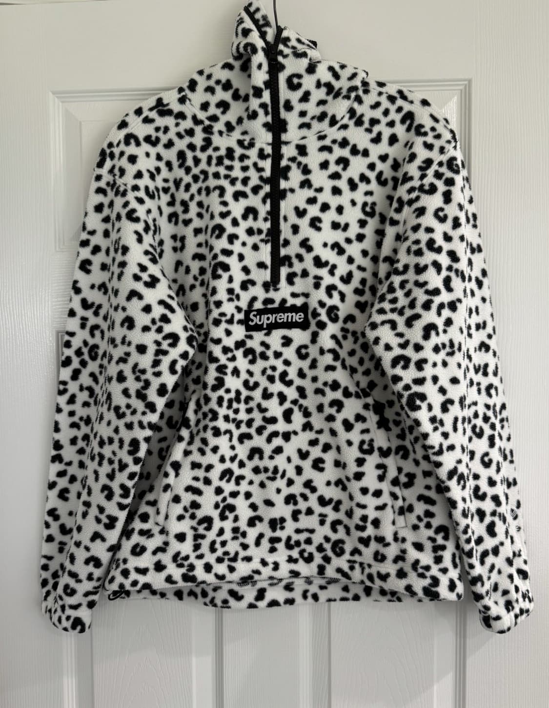 24FW 슈프림 폴라텍 페이스마스크 하프 집 후드 스웨트셔츠 레오파드 상품이미지1