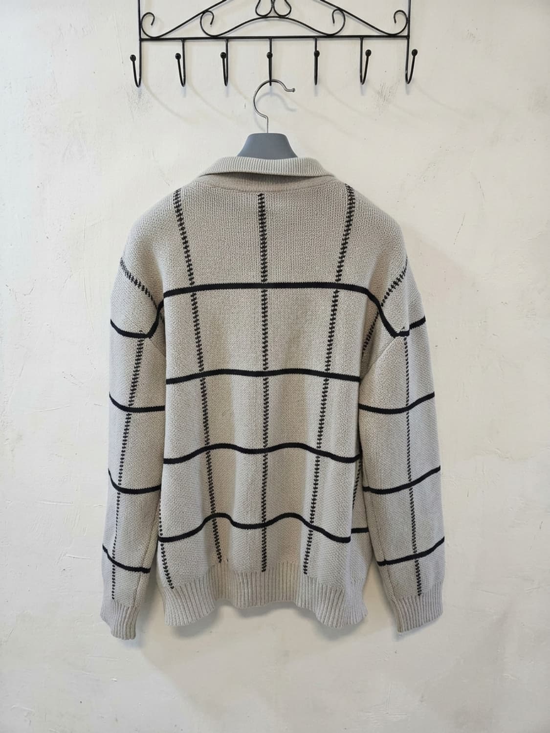 체크 반집업 카라 니트 100 상품이미지2