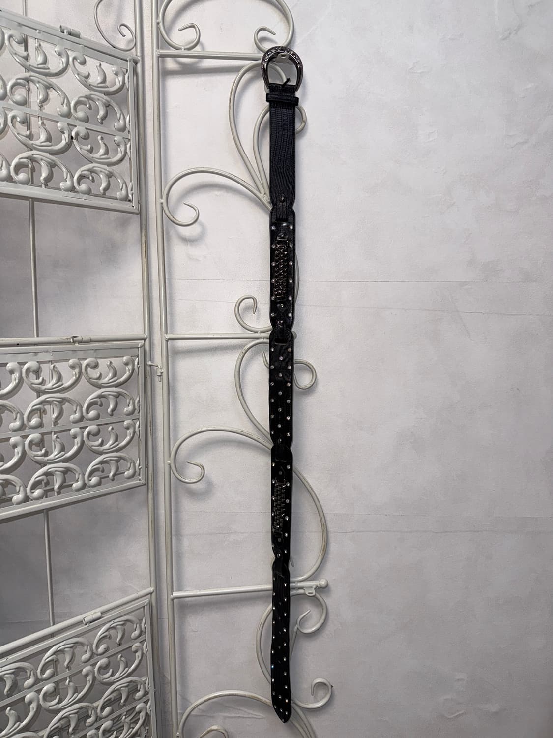 Black cubic stud buckle belt 상품이미지3