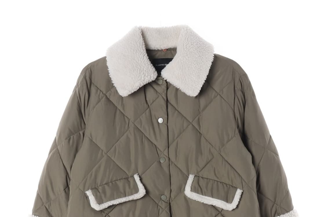 플라스틱아일랜드 퍼 카라 퀼팅 패딩 XS 상품이미지4