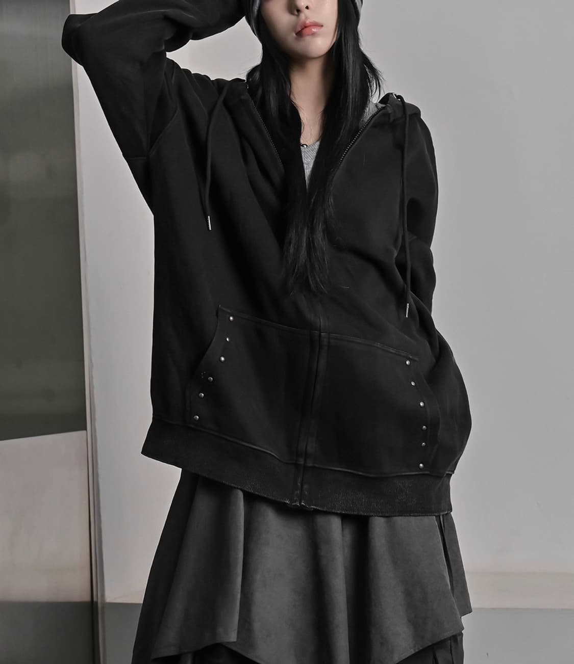 스터드 워싱 후드집업  상품이미지2