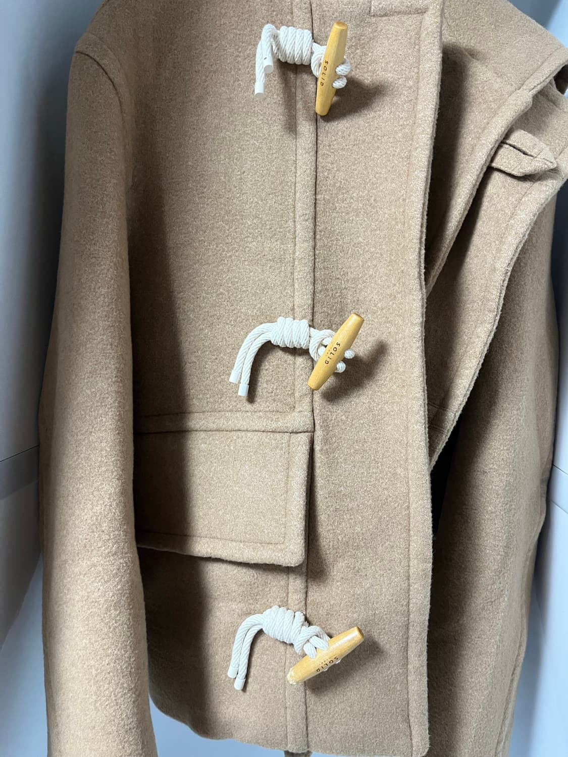 솔리드옴므 22fw 베이지 하프 더플 후드 코트 50사이즈 상품이미지3