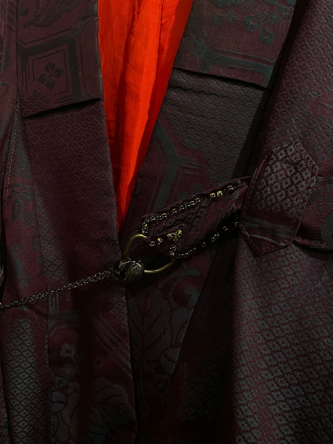 오리엔탈 패턴 자수 체인 버클 퍼플 기모노 상품이미지6