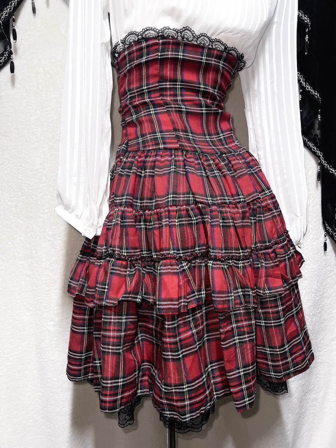 드러그허니 타탄체크 캉캉스커트 코르셋원피스 나나미사 고스펑크 갸루 캐캐체 상품이미지7