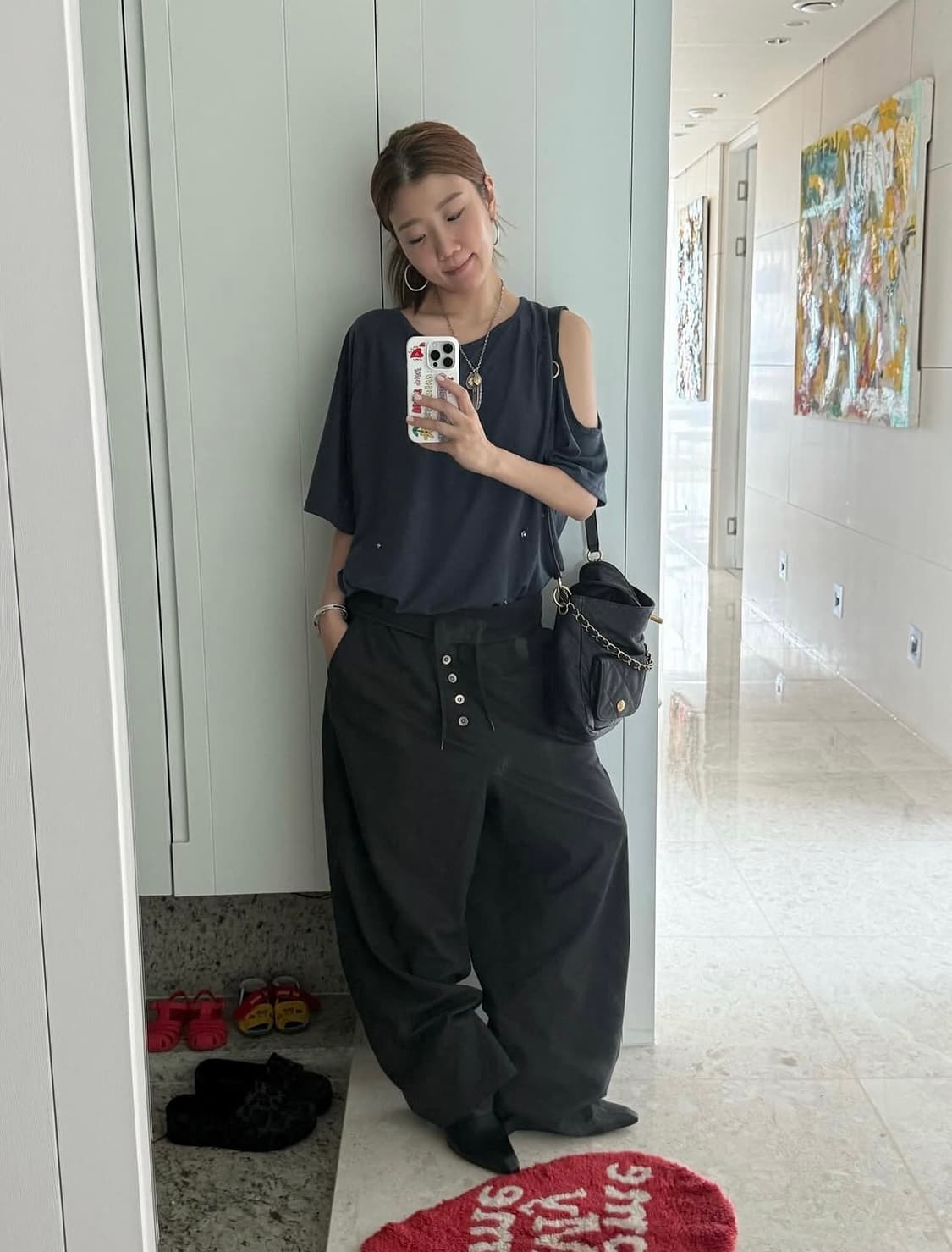 다이닛 DEINET VINTAGE CANTON PANTS IN BLACK 상품이미지2