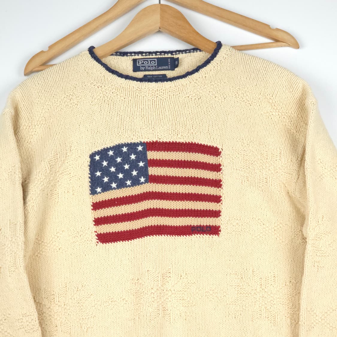 [S] 90s-00s 폴로 랄프로렌 성조기 코튼 핸드니트 상품이미지2
