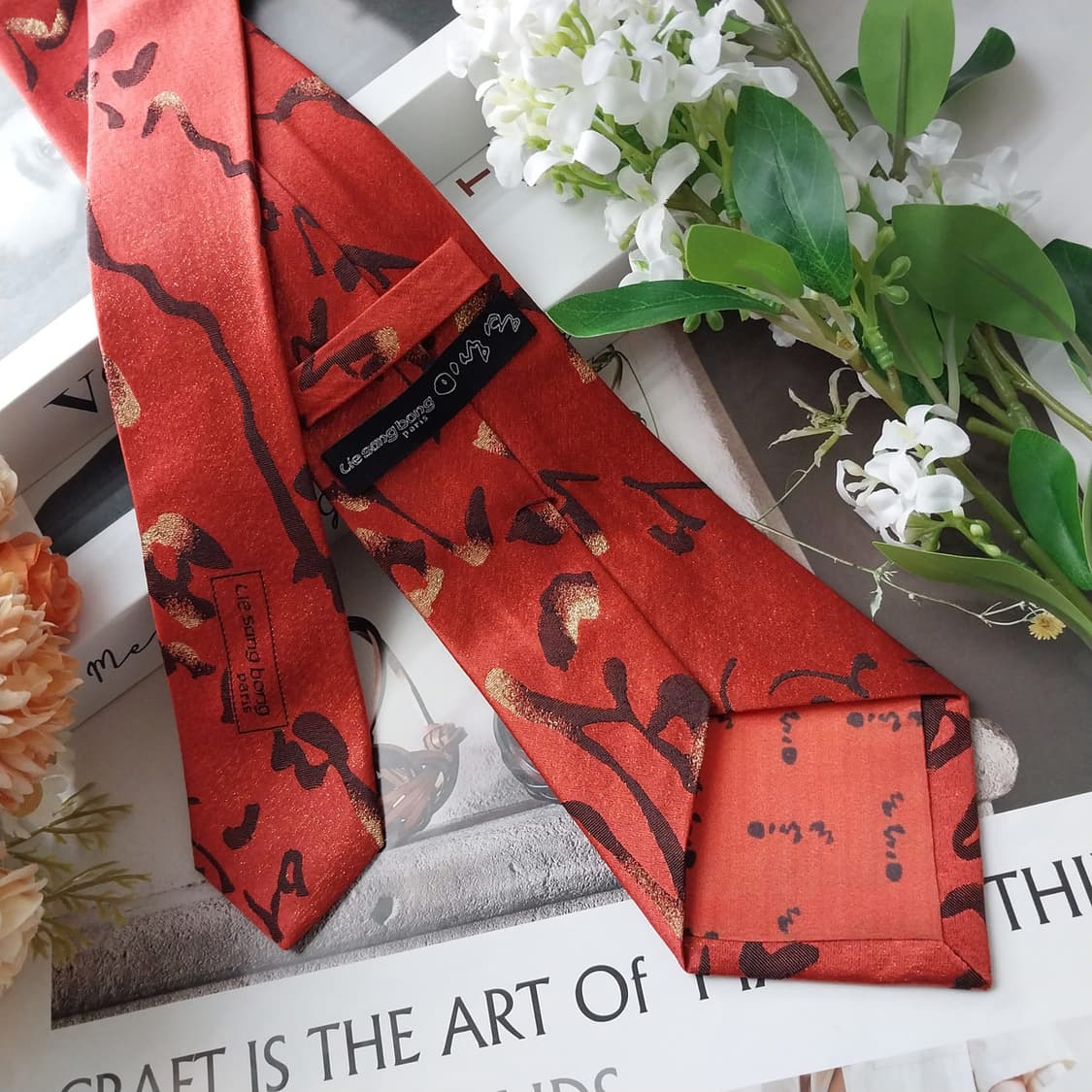 이상봉 파리스 실크 진오렌지 한글 넥타이 9cm A+등급 K1471
 상품이미지6