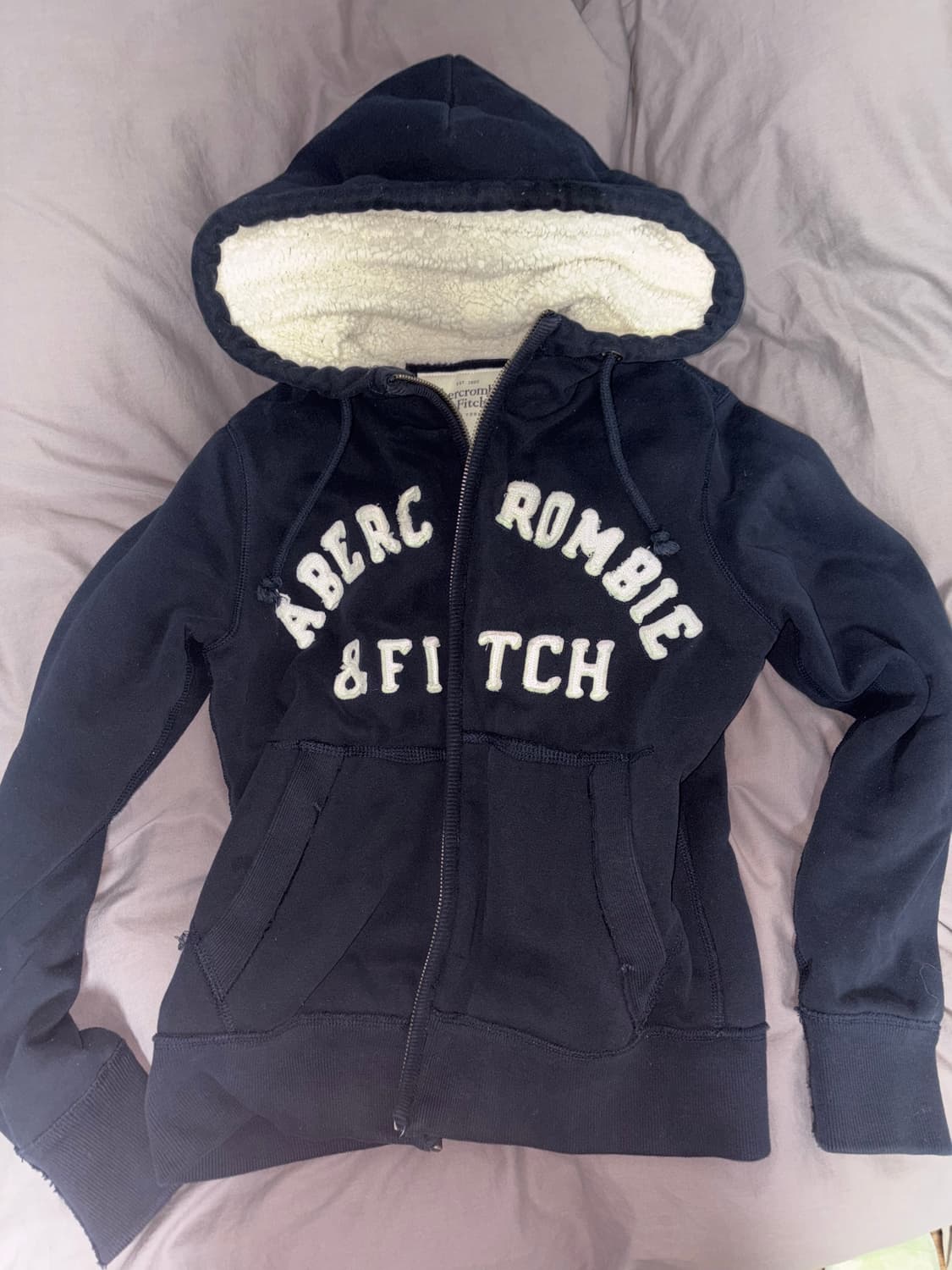아베크롬비 패치 양털 희귀 후드집업 S 네이비 상품이미지1
