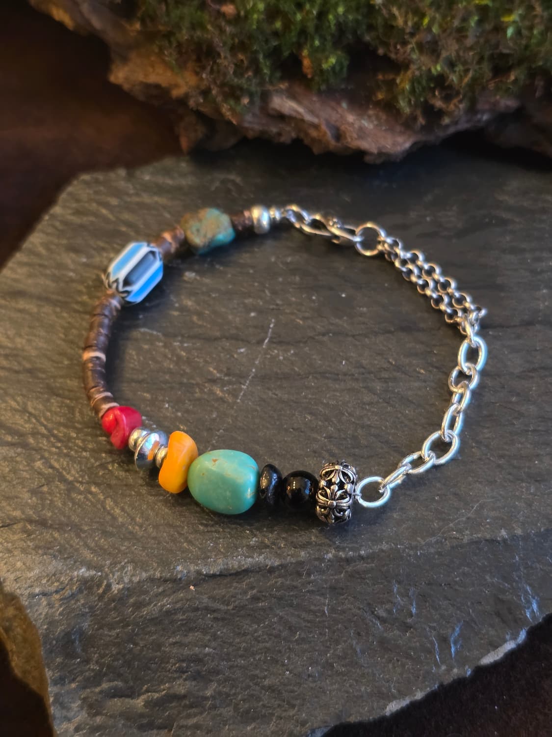 EARTH TRACE 실버925 하프 우드 스톤 팔찌 상품이미지4