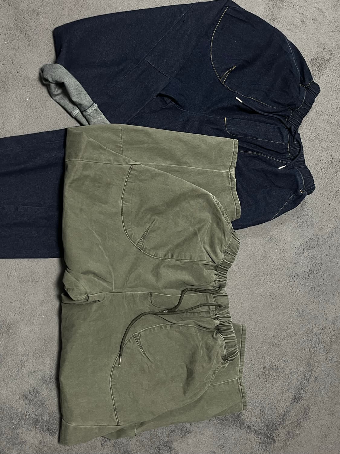 [새상품] 벌룬 와이드 팬츠 바지 진청 카키 상품이미지5