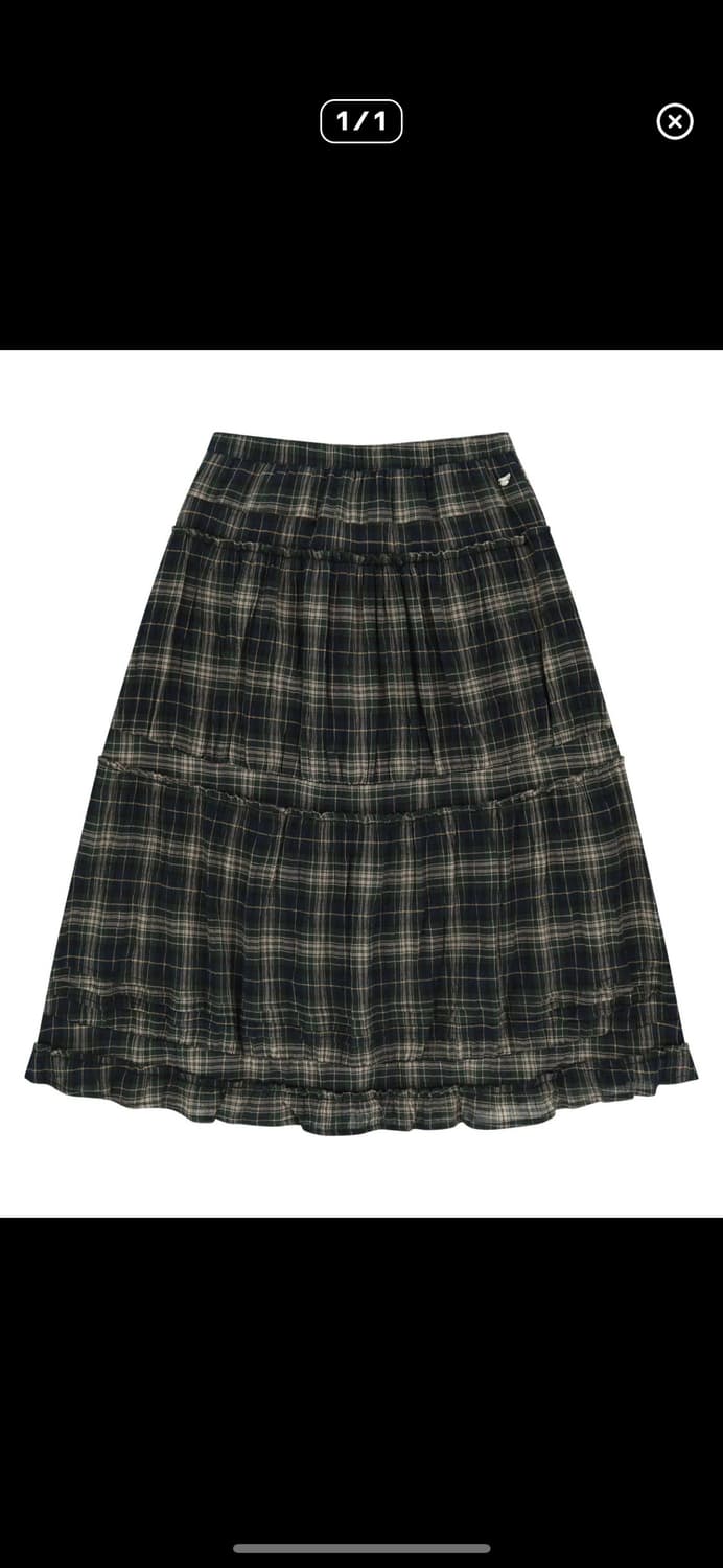 코이세이오 셔링 미디 스커트 체크 상품이미지1