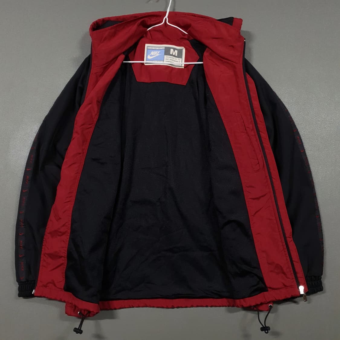 90s 나이키 버건디 레드 올드스쿨 바람막이 윈드브레이커 후드 자켓 M 상품이미지4