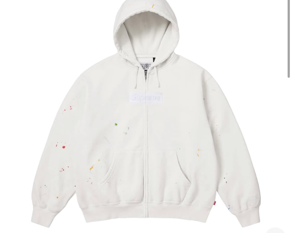 슈프림 X MM6 박스로고 후드집업 화이트 새상품 판매합니다. 상품이미지1