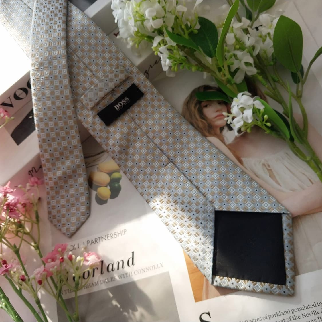 휴고 보스 실크 스카이블루 패턴 넥타이 8.5cm A+등급 K1902
 상품이미지6