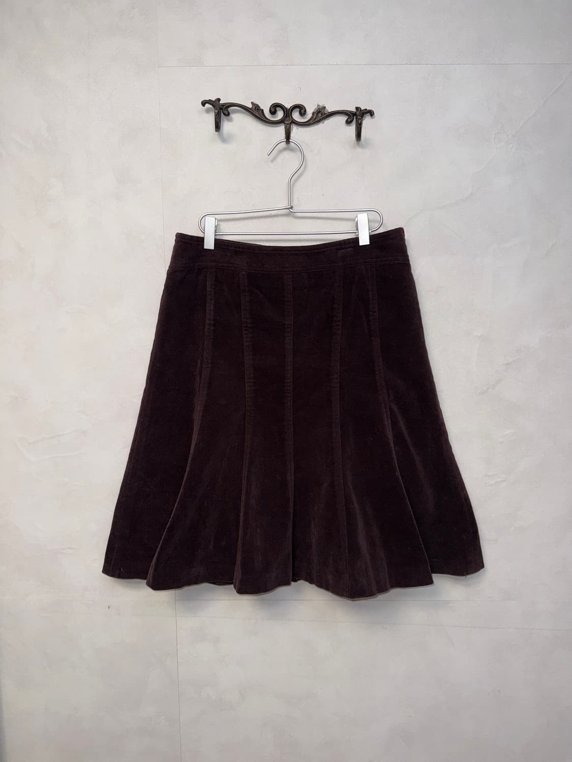 Deep violet velvet pleats midi skirt 상품이미지3