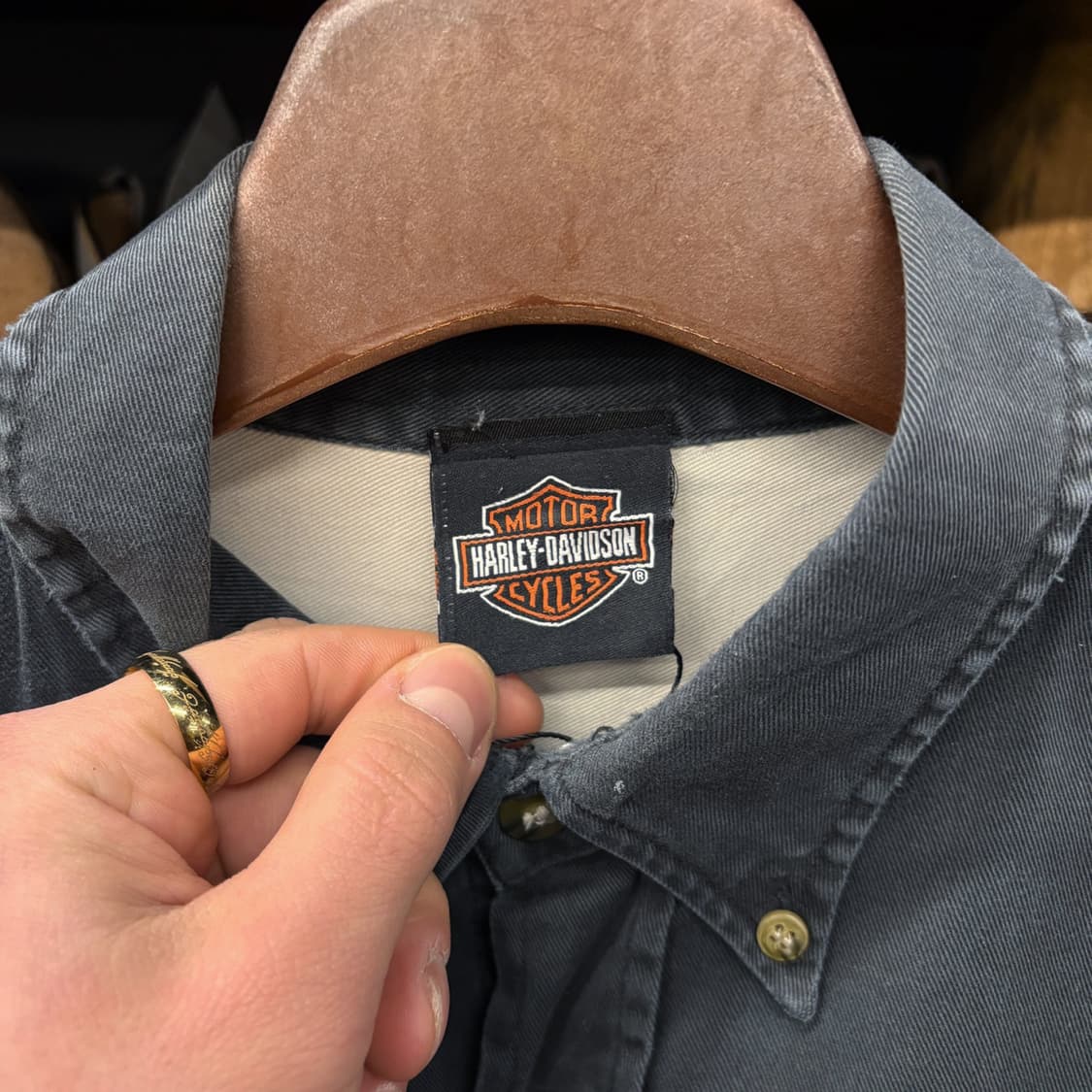 90s 할리데이비슨 모터사이클 캐주얼 버튼다운 워크셔츠 N458 상품이미지6
