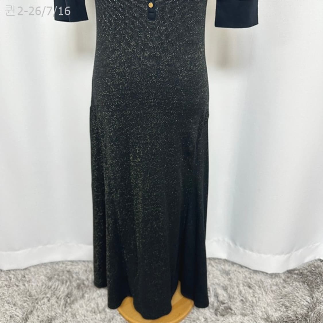 랄프로렌 여자 플레어 반팔 원피스 검정 금장 M 상품이미지3