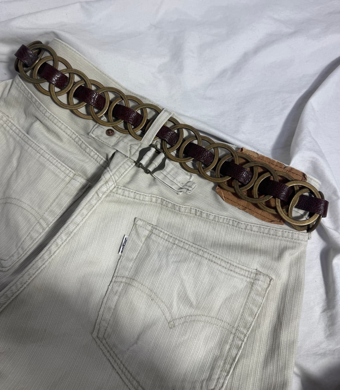 빈티지 링 체인 레더 벨트 상품이미지1