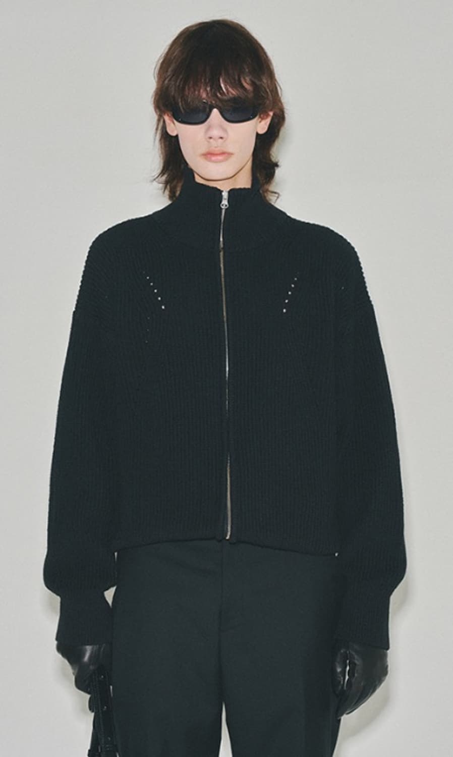 [L, 50]토니웩 주우재 니트집업 블랙 상품이미지3